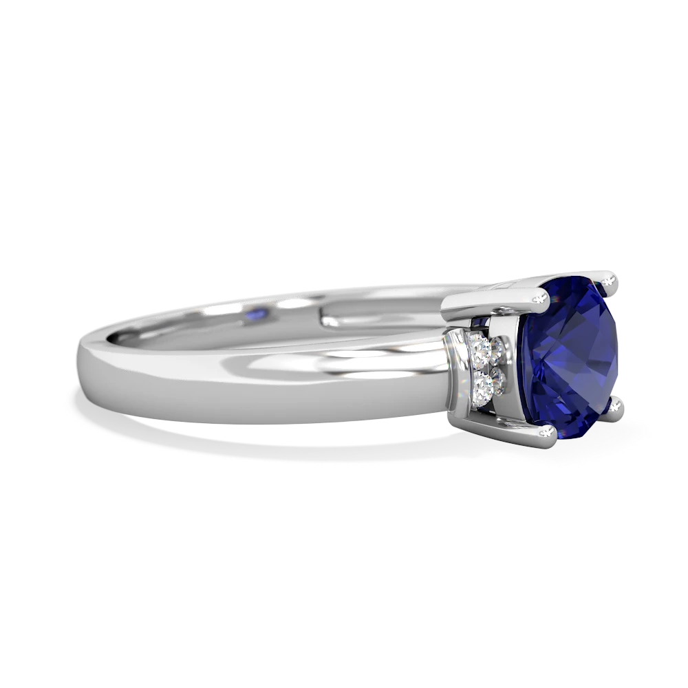 Lab Sapphire Simply Elegant Cushion 14K White Gold ring R2489