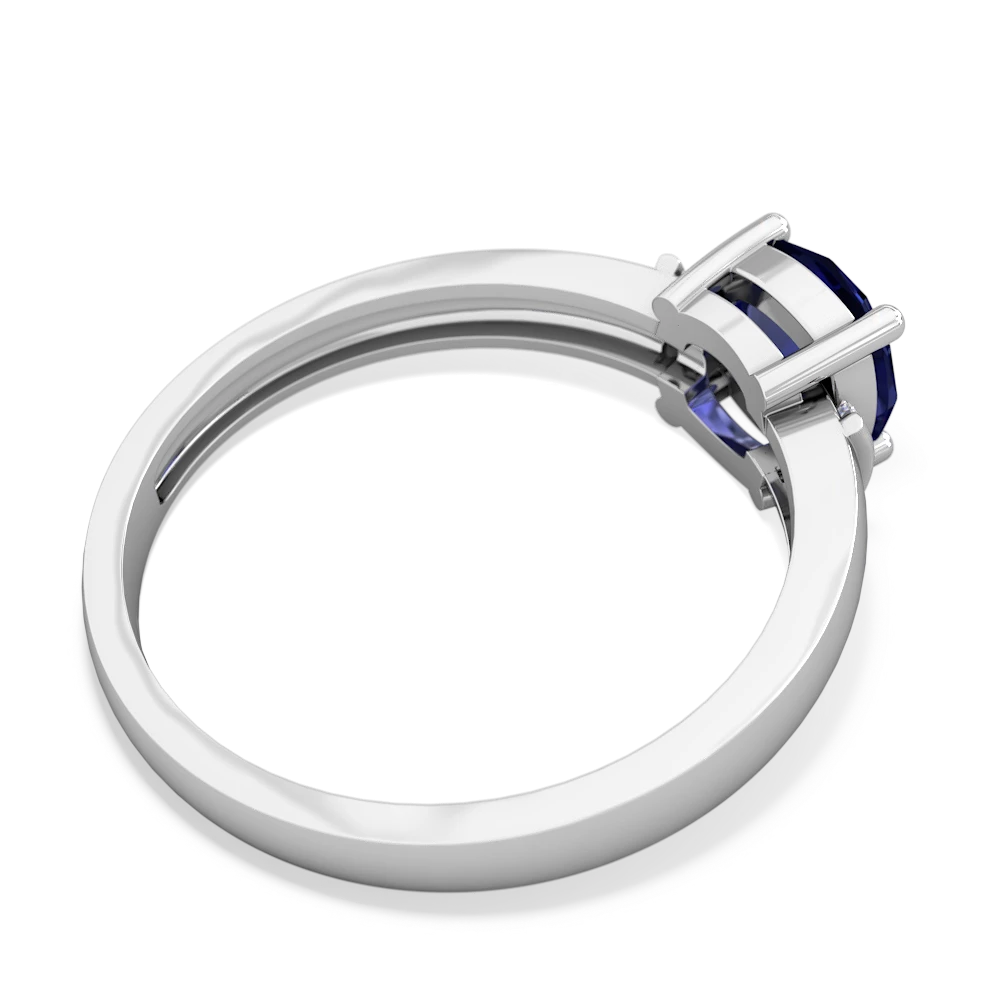 Lab Sapphire Simply Elegant Cushion 14K White Gold ring R2489