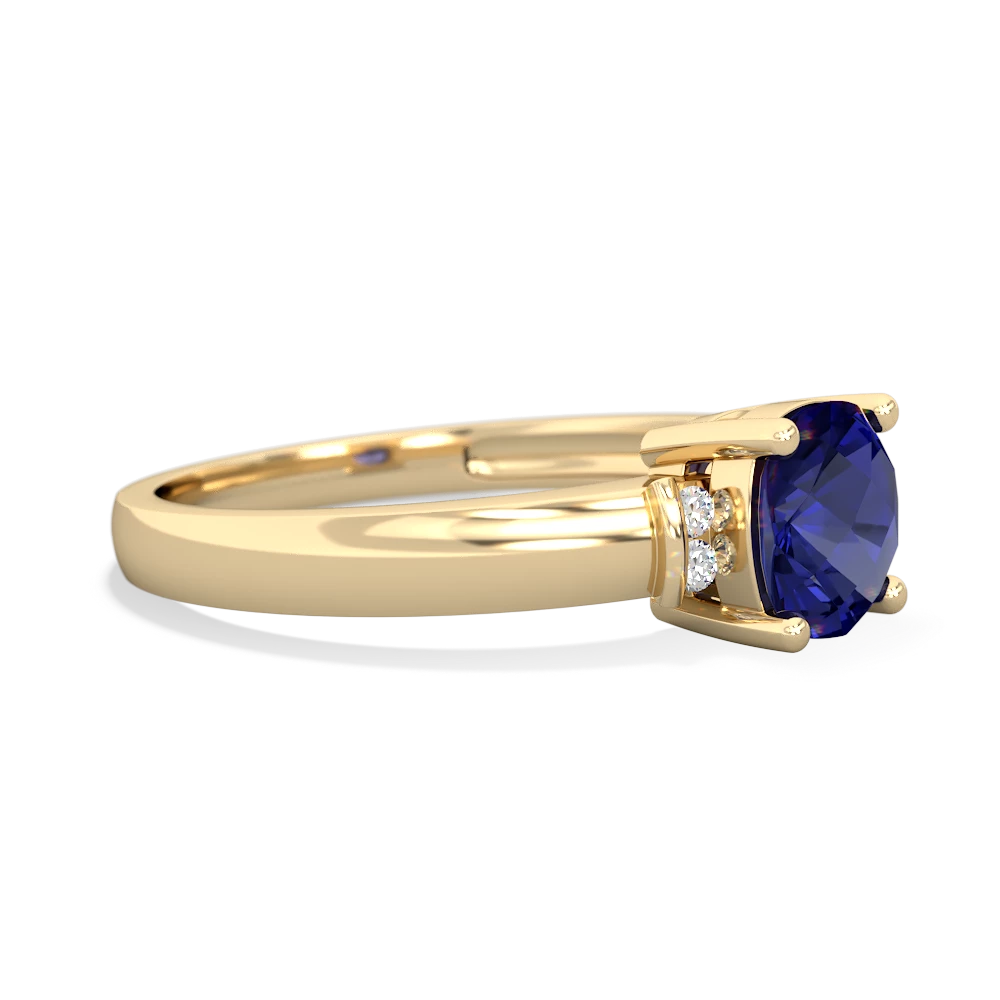 Lab Sapphire Simply Elegant Cushion 14K Yellow Gold ring R2489