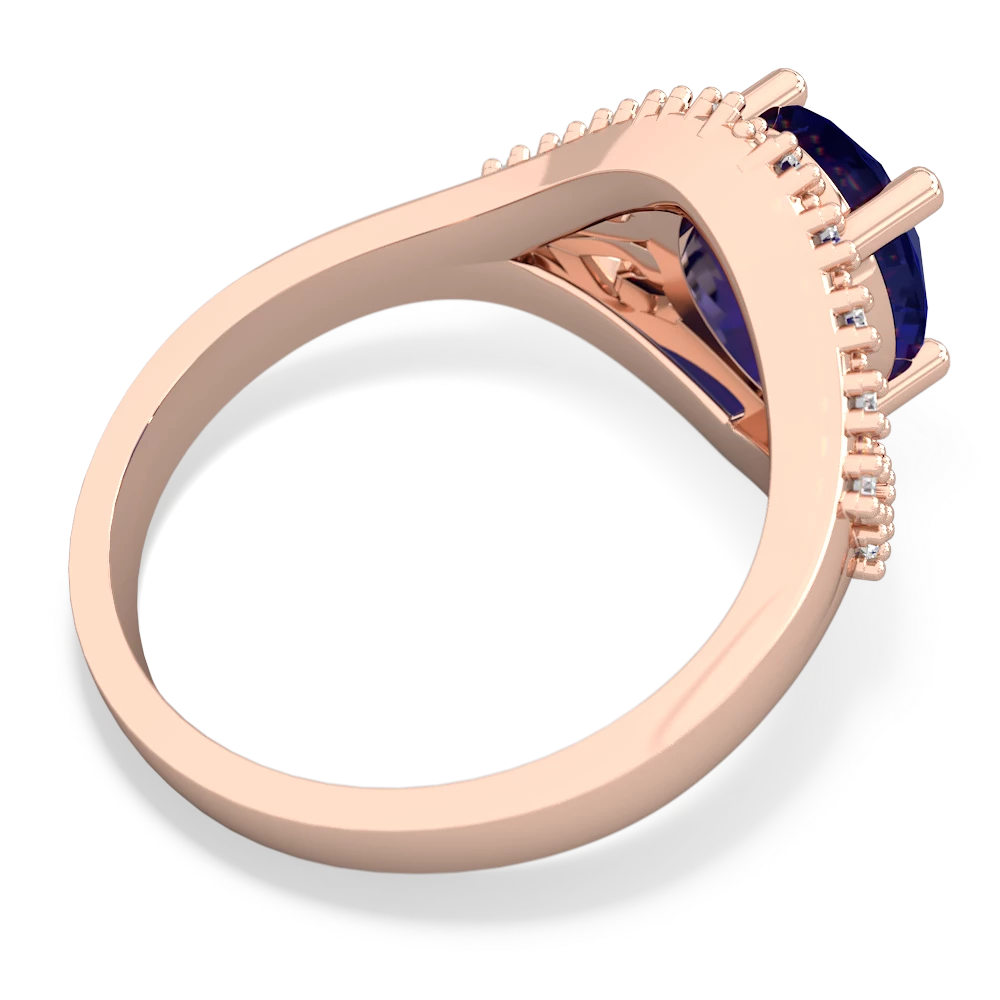 Lab Sapphire Antique Style Cocktail 14K Rose Gold ring R2564