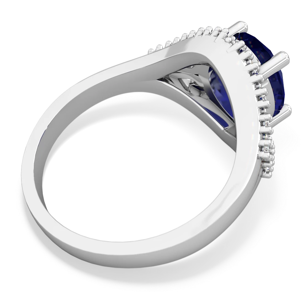 Lab Sapphire Antique Style Cocktail 14K White Gold ring R2564