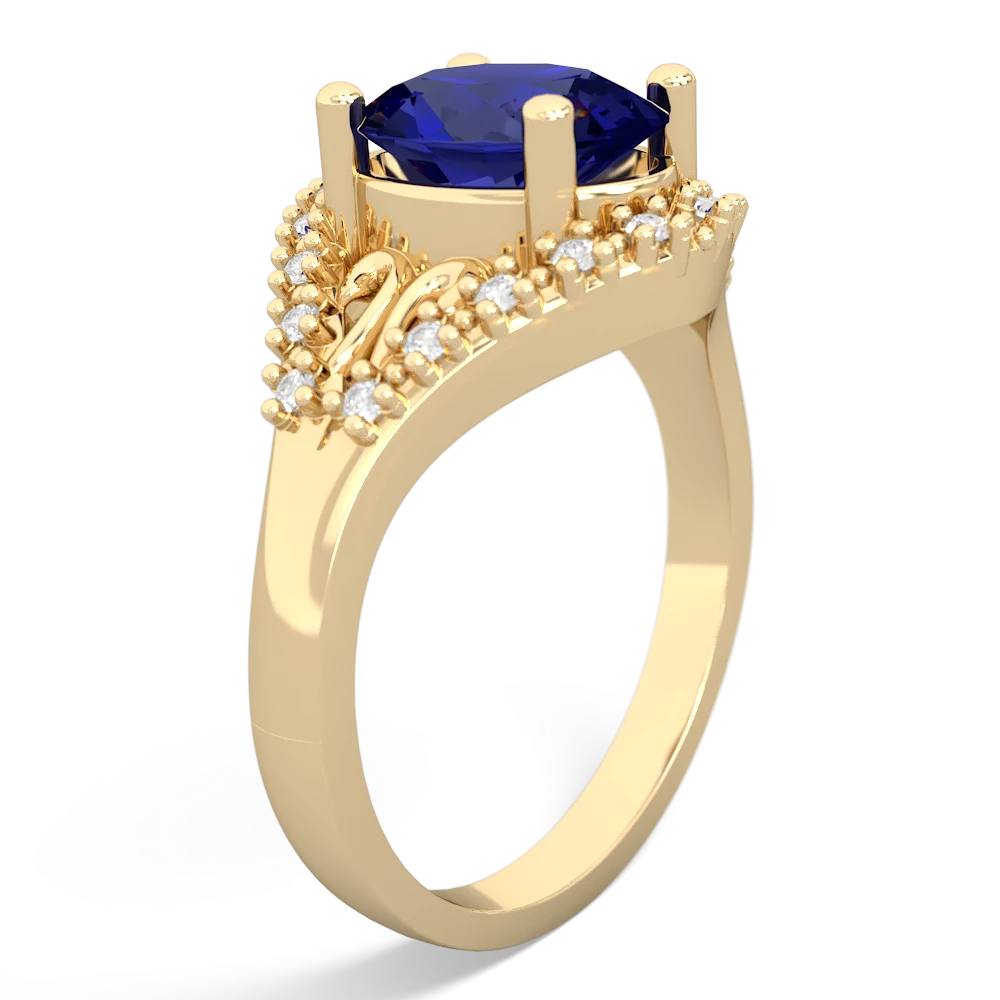 Lab Sapphire Antique Style Cocktail 14K Yellow Gold ring R2564