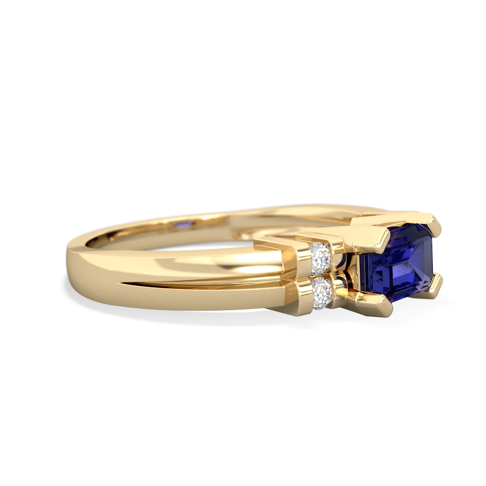 Lab Sapphire Art Deco East-West 14K Yellow Gold ring R2590
