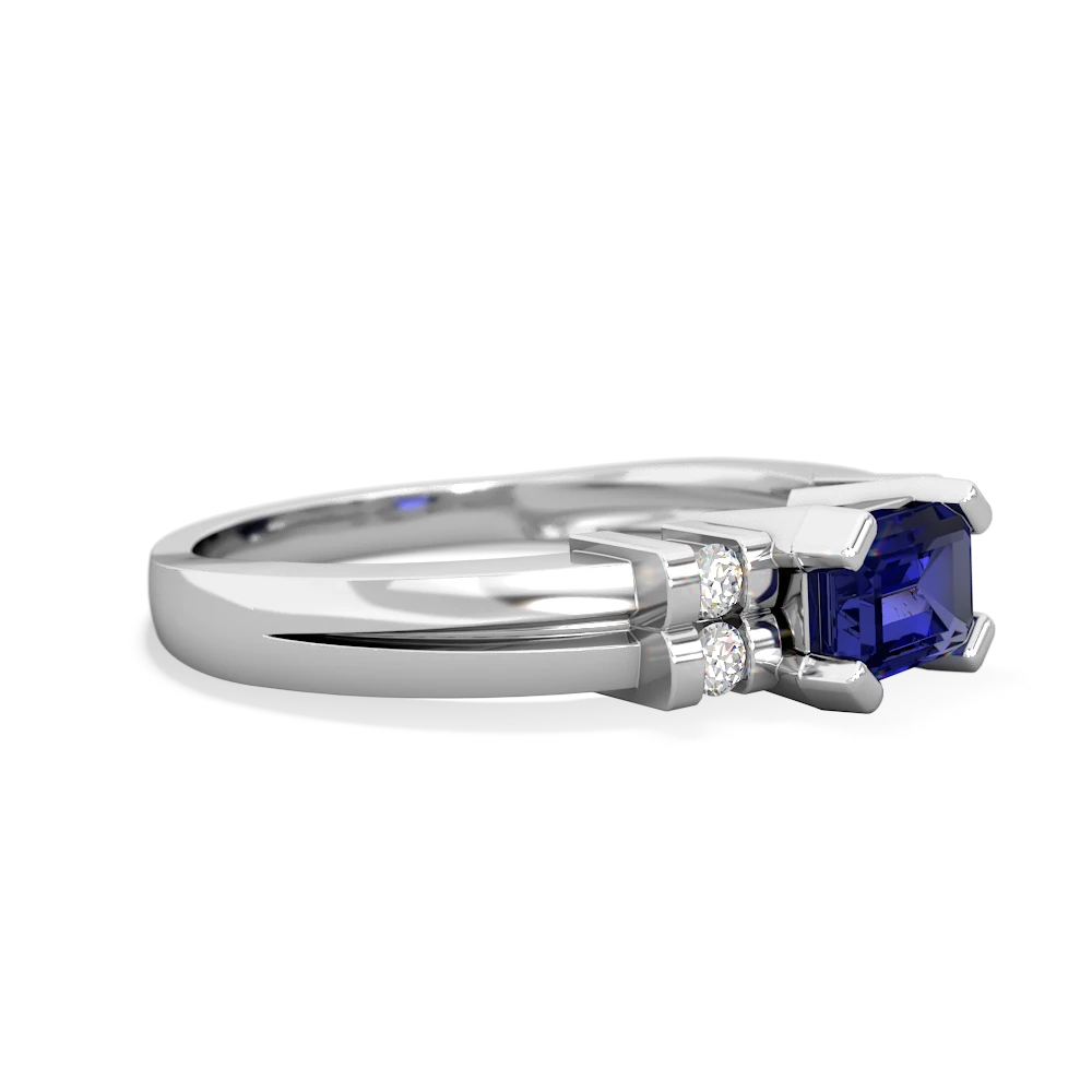 Lab Sapphire Art Deco East-West 14K White Gold ring R2590