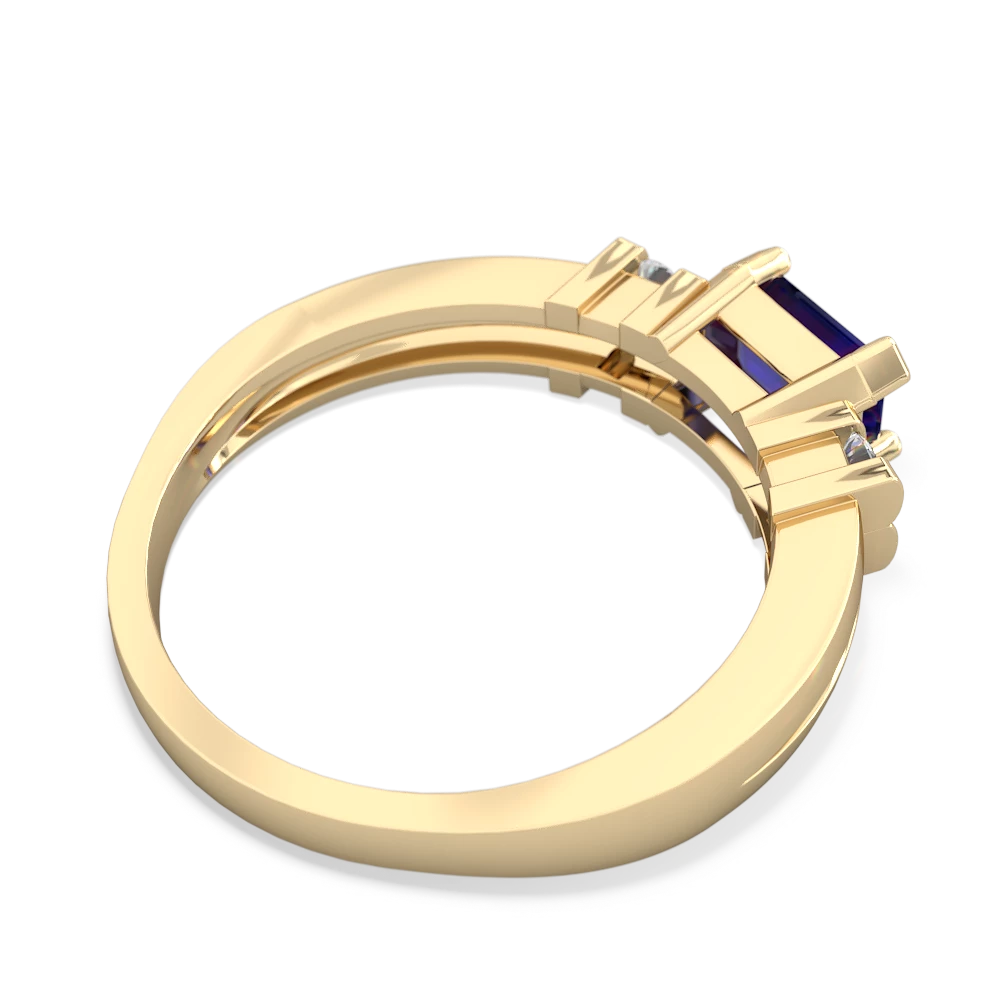 Lab Sapphire Art Deco East-West 14K Yellow Gold ring R2590