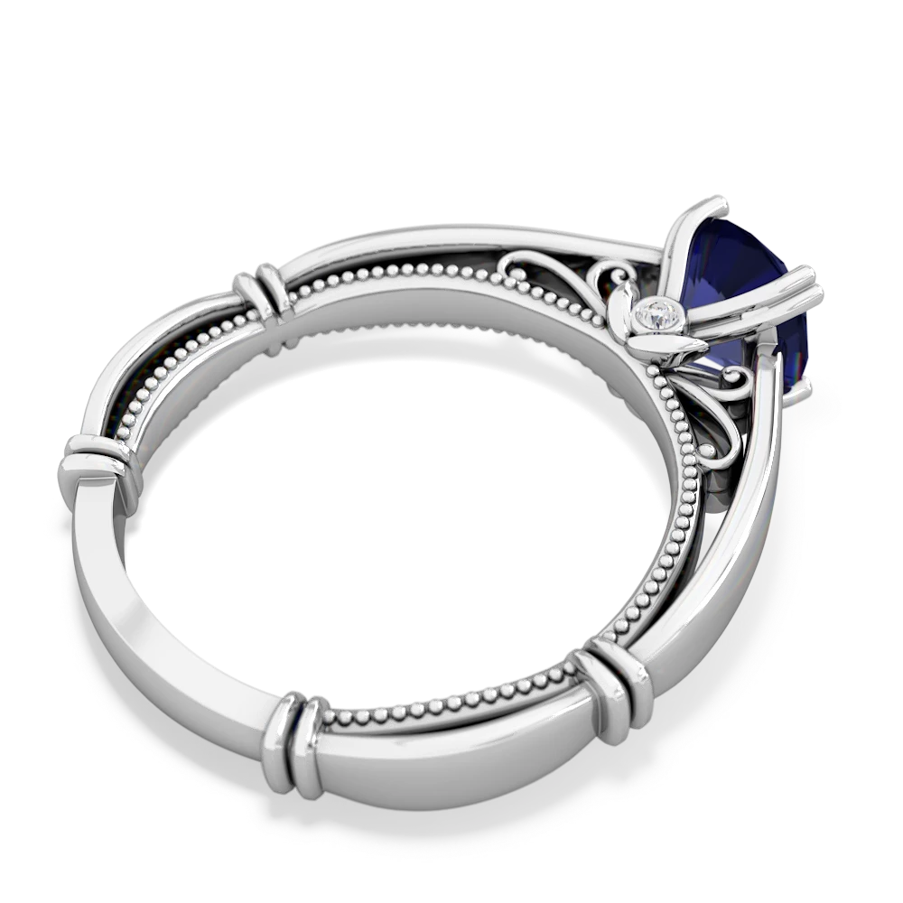 Lab Sapphire Renaissance 14K White Gold ring R27806RD