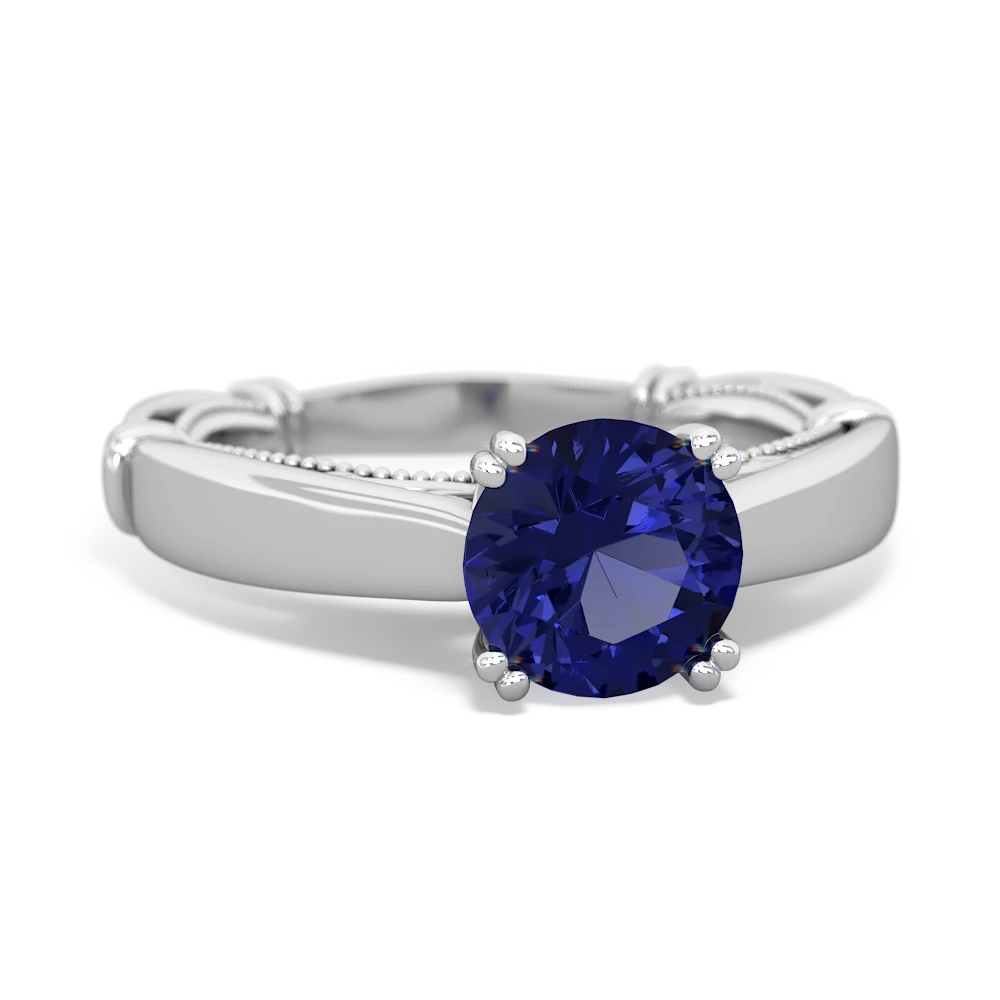 Lab Sapphire Renaissance 14K White Gold ring R27806RD