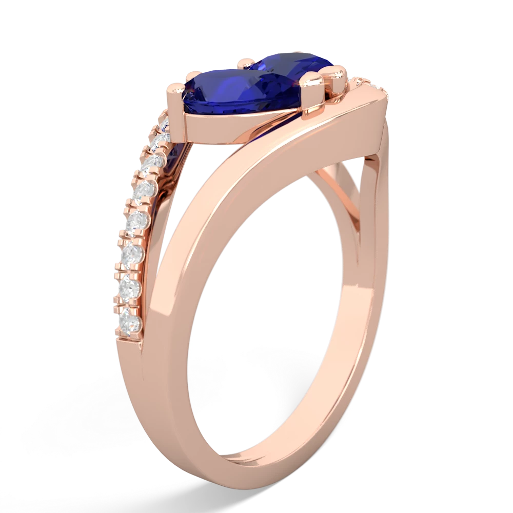 Lab Sapphire Nestled Heart Keepsake 14K Rose Gold ring R5650