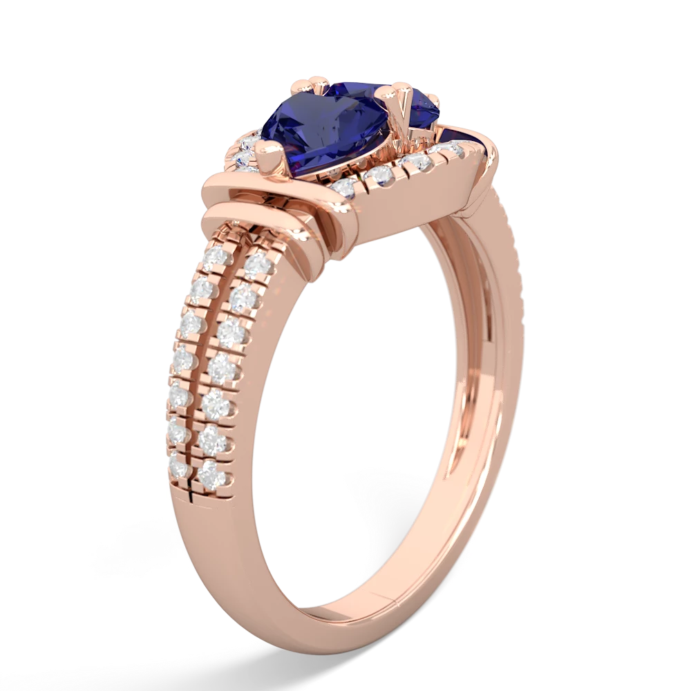 Lab Sapphire Art-Deco Keepsake 14K Rose Gold ring R5630