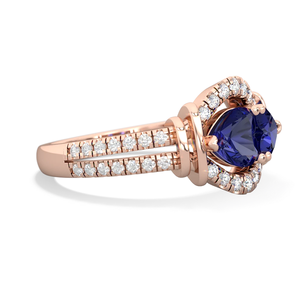 Lab Sapphire Art-Deco Keepsake 14K Rose Gold ring R5630