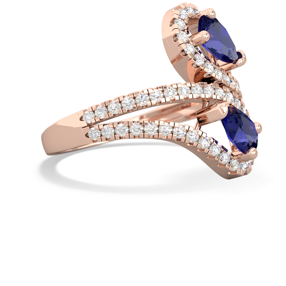 Lab Sapphire Diamond Dazzler 14K Rose Gold ring R3000