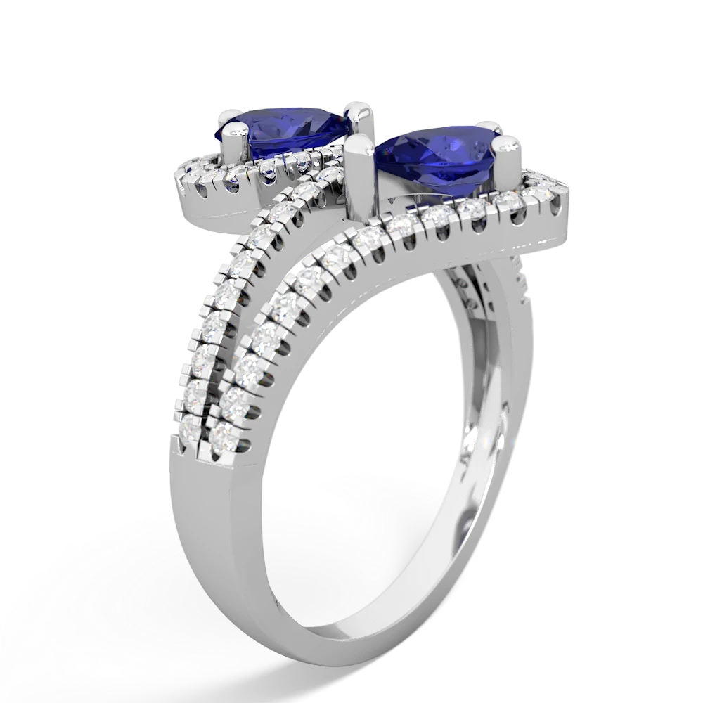 Lab Sapphire Diamond Dazzler 14K White Gold ring R3000