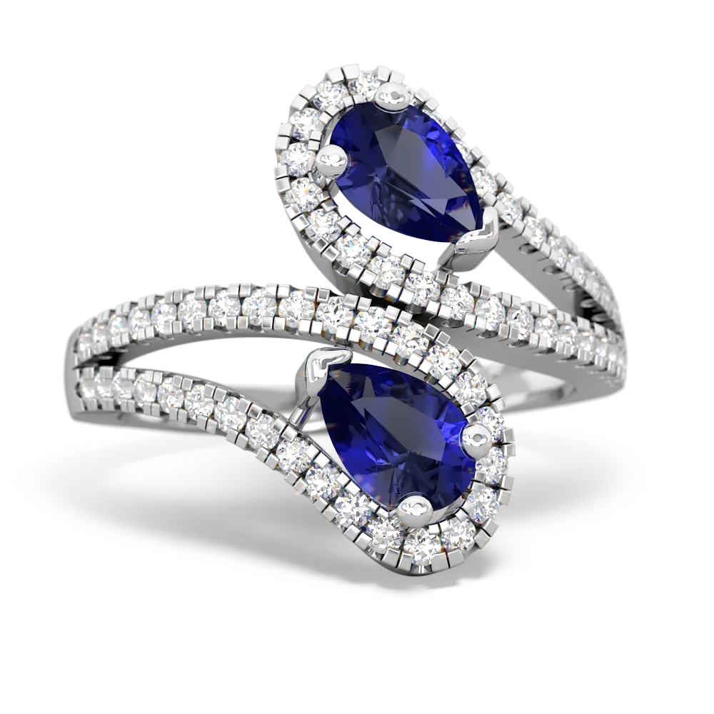 Lab Sapphire Diamond Dazzler 14K White Gold ring R3000