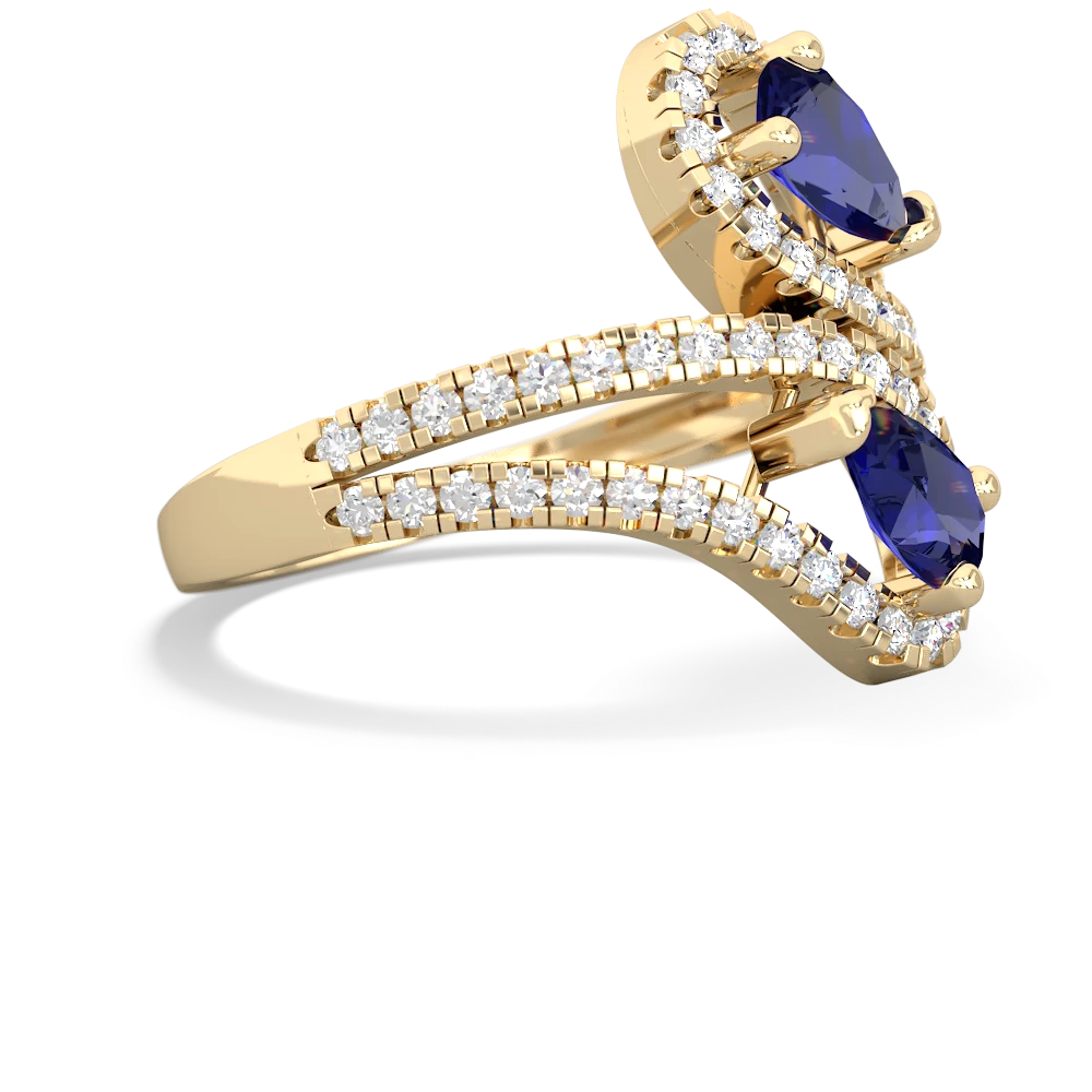 Lab Sapphire Diamond Dazzler 14K Yellow Gold ring R3000