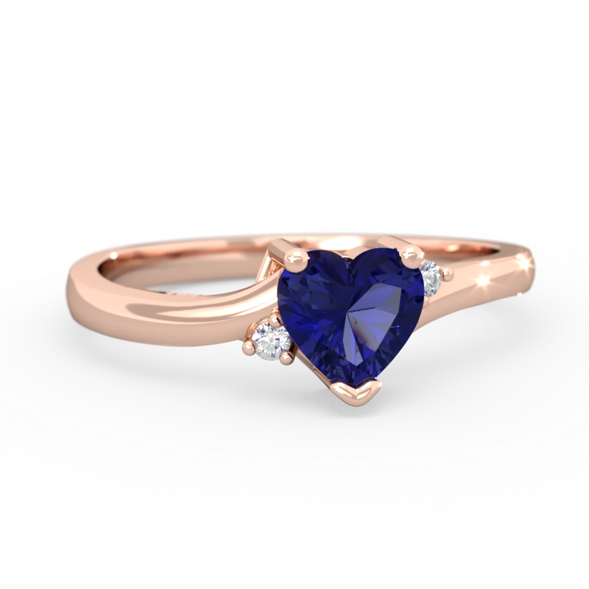 Lab Sapphire Delicate Heart 14K Rose Gold ring R0203