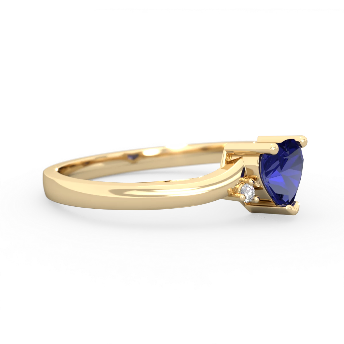 Lab Sapphire Delicate Heart 14K Yellow Gold ring R0203