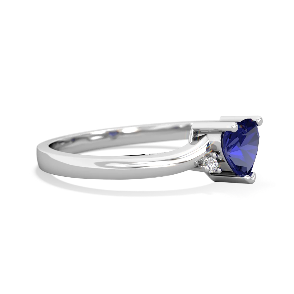 Lab Sapphire Delicate Heart 14K White Gold ring R0203