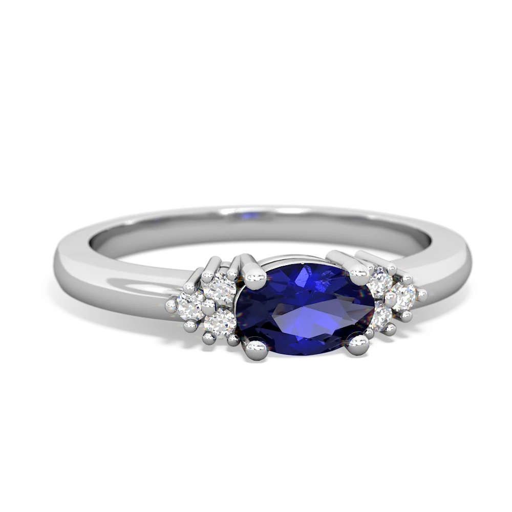 Lab Sapphire Simply Elegant East-West 14K White Gold ring R2480