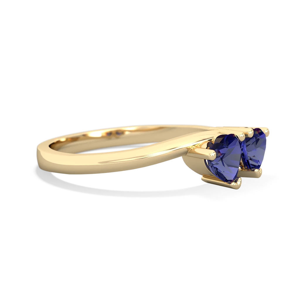 Lab Sapphire Sweethearts 14K Yellow Gold ring R5260