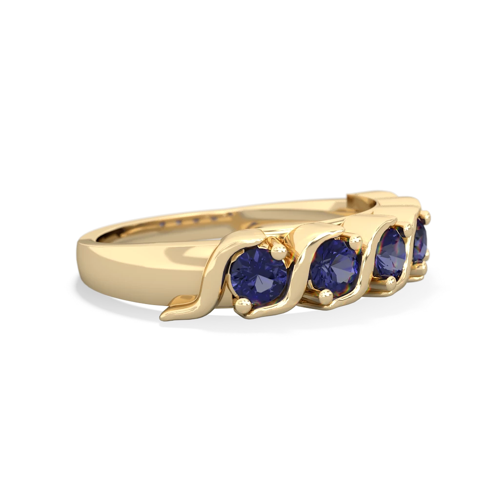 Lab Sapphire Anniversary Band 14K Yellow Gold ring R2089