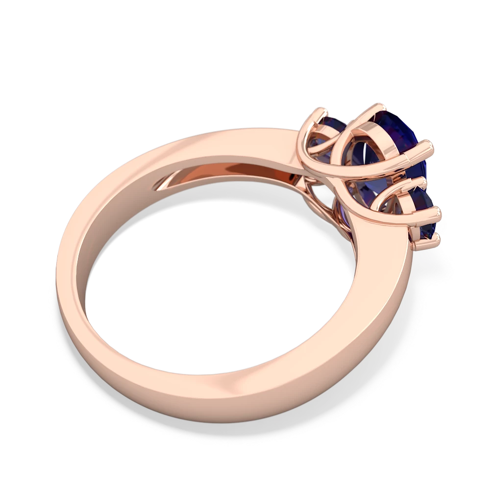 Lab Sapphire Three Stone Oval Trellis 14K Rose Gold ring R4024