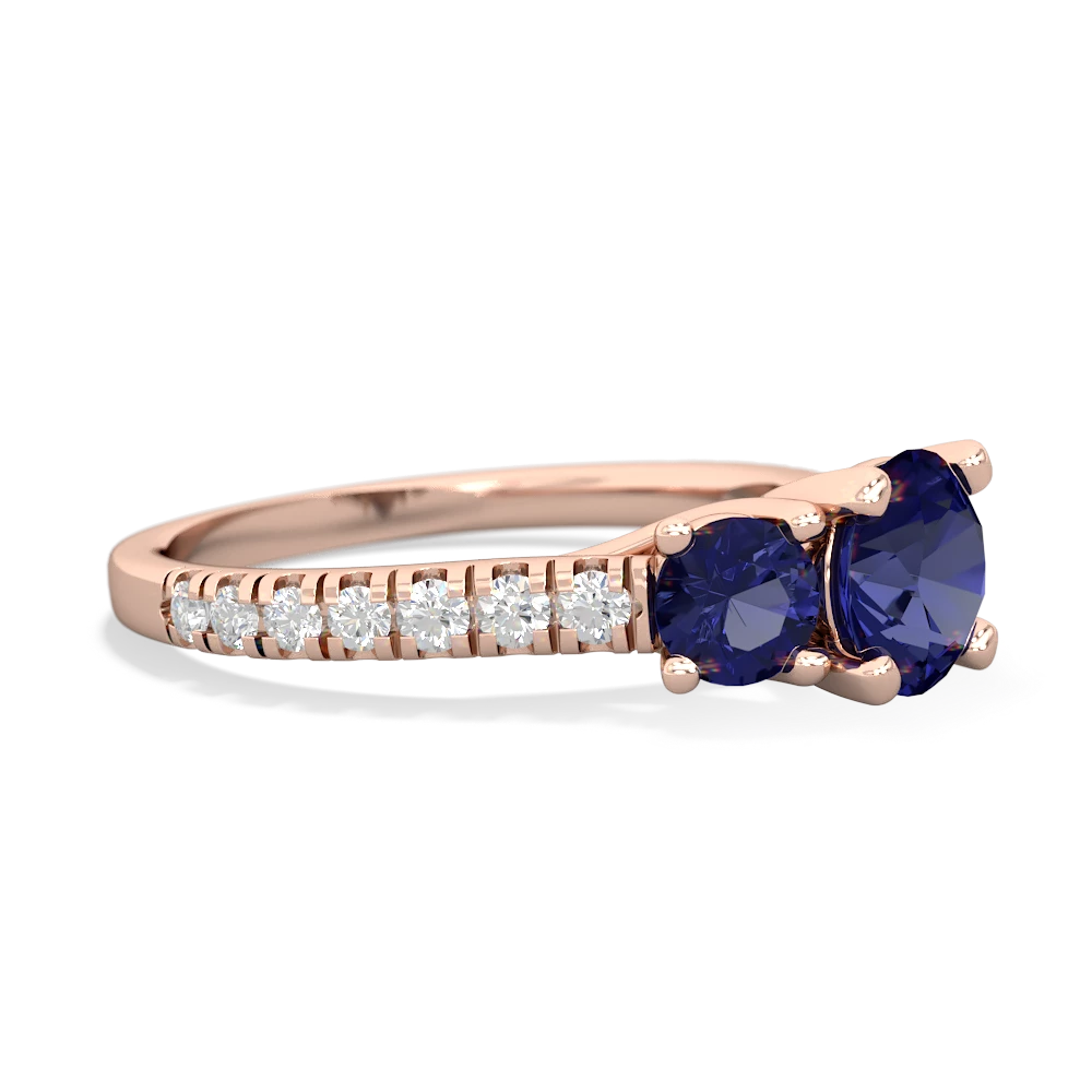 Lab Sapphire Pave Trellis 14K Rose Gold ring R5500