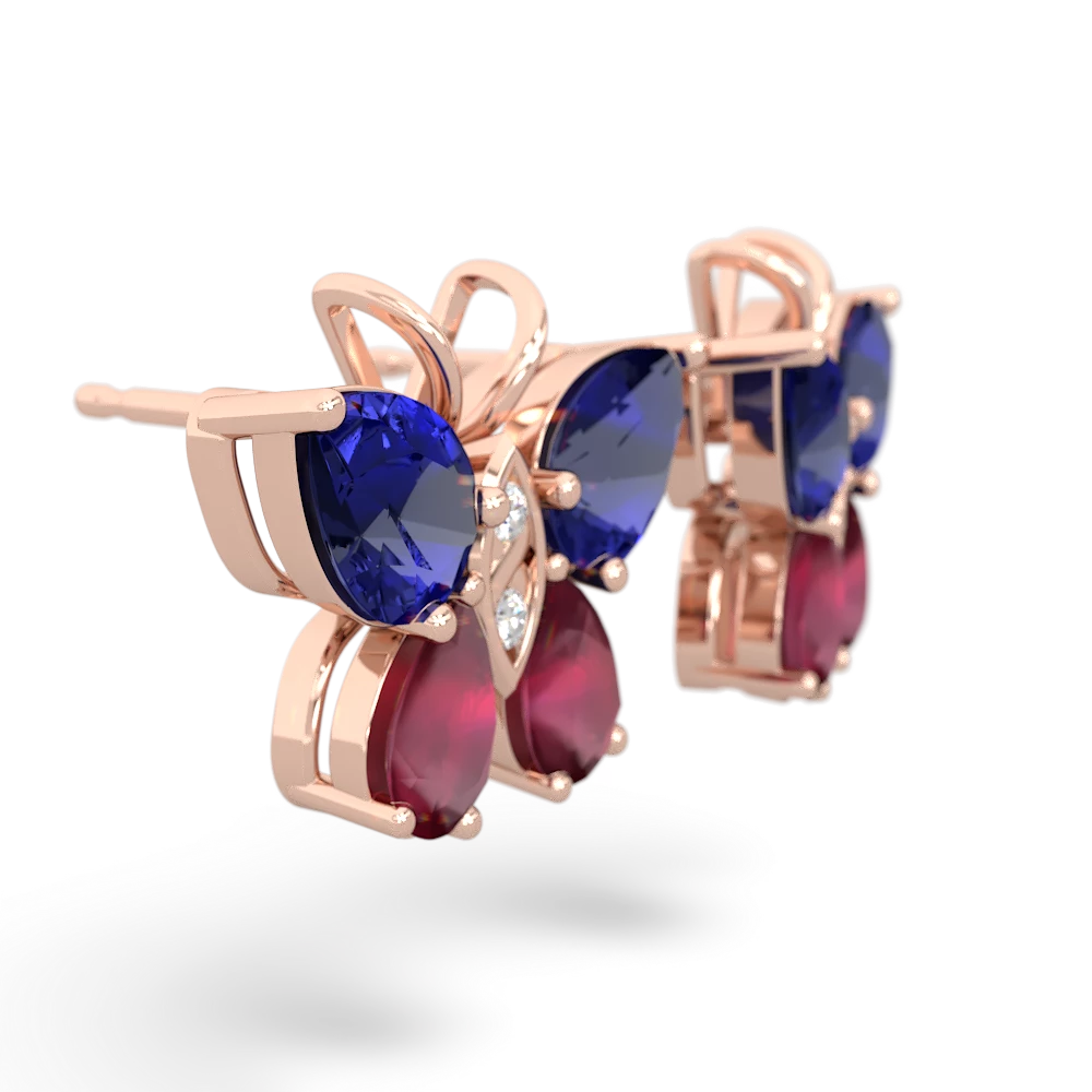 Lab Sapphire Butterfly 14K Rose Gold earrings E2215