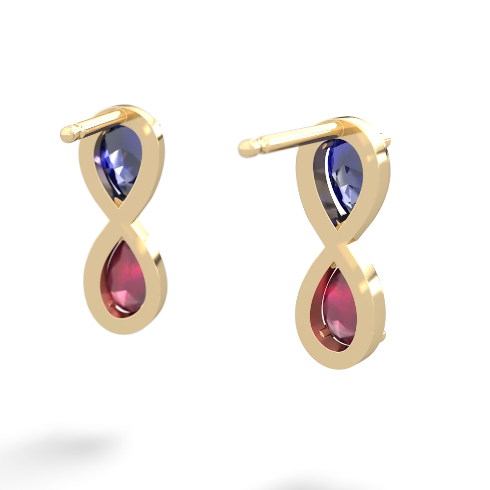 Lab Sapphire Infinity 14K Yellow Gold earrings E5050