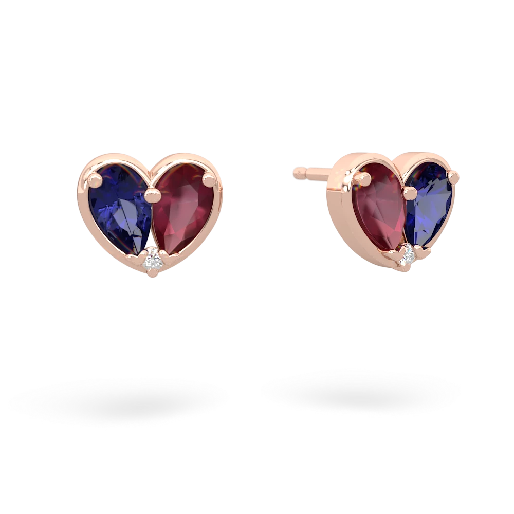 Lab Sapphire 'Our Heart' 14K Rose Gold earrings E5072