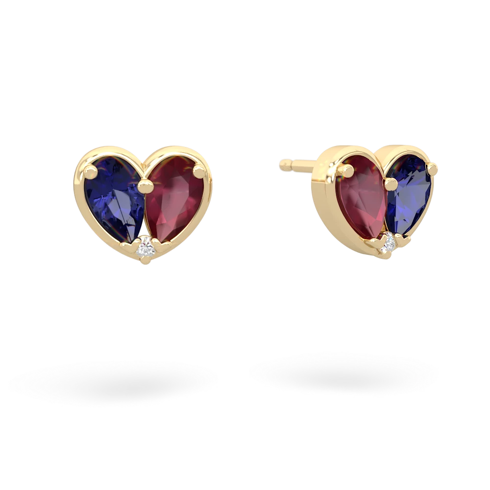 Lab Sapphire 'Our Heart' 14K Yellow Gold earrings E5072