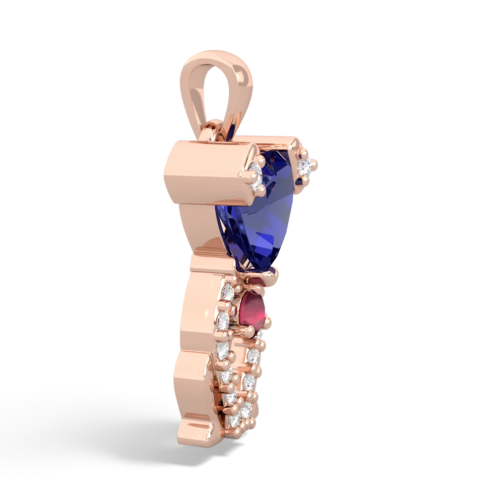 Lab Sapphire Puppy Love 14K Rose Gold pendant P5800