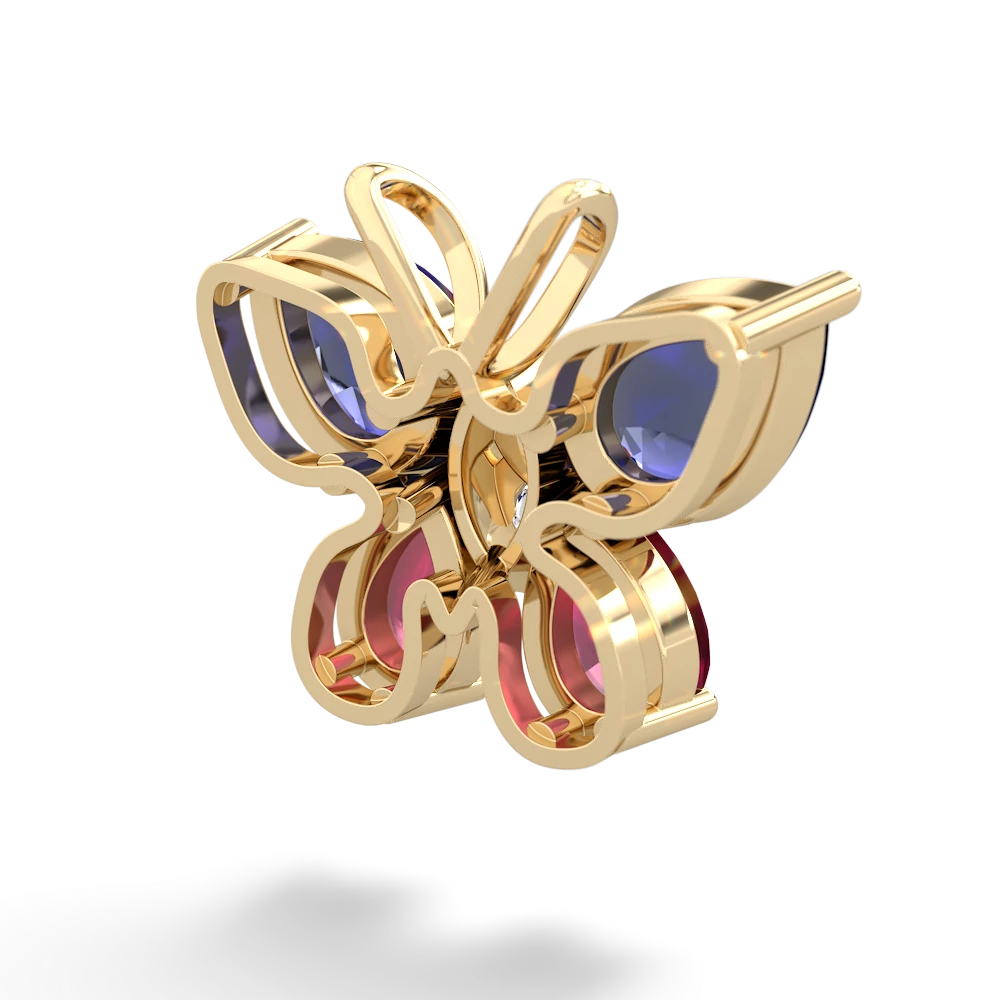 Lab Sapphire Butterfly 14K Yellow Gold pendant P2215