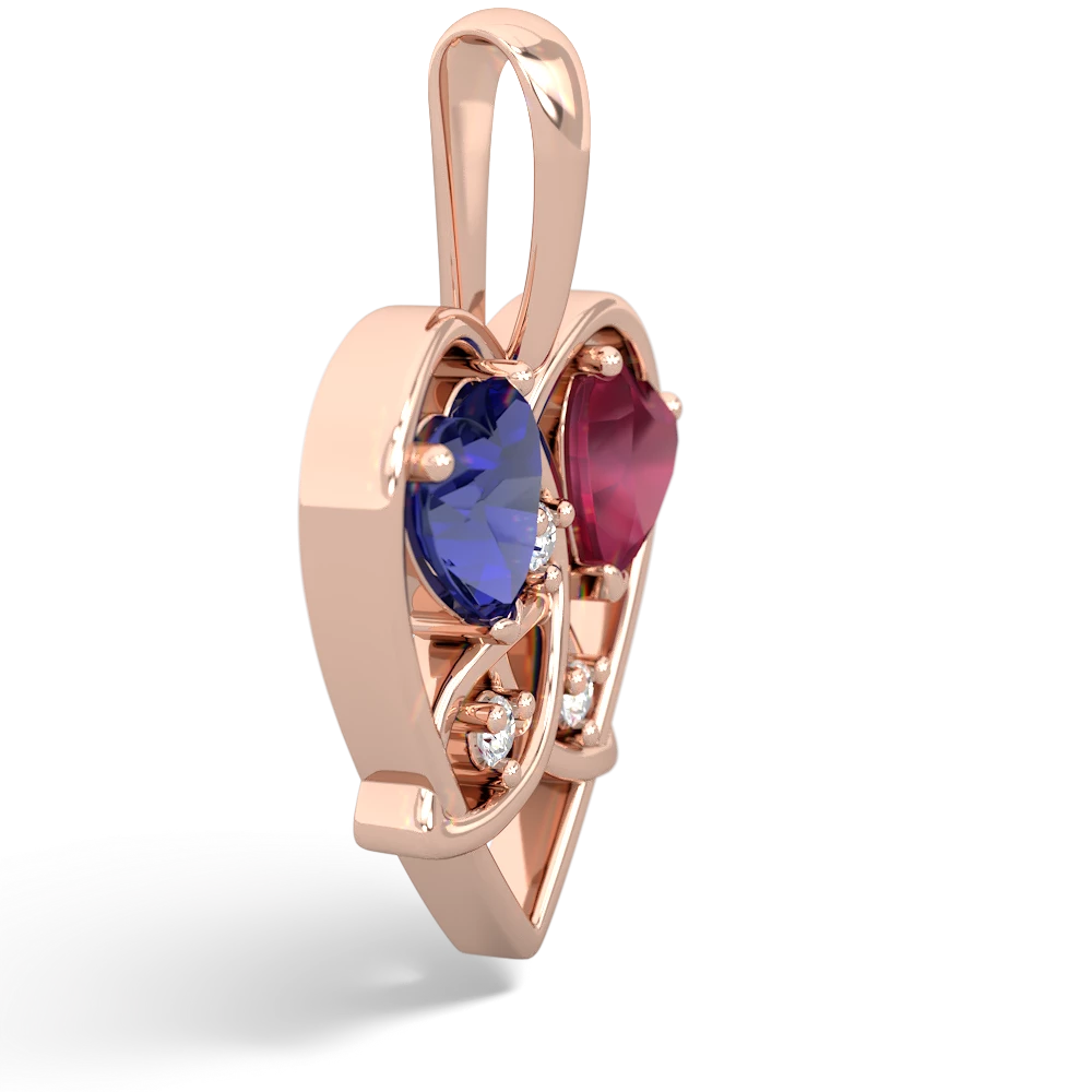 Lab Sapphire Celtic Trinity Heart 14K Rose Gold pendant P5331