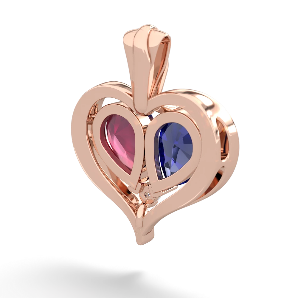 Lab Sapphire Two Become One 14K Rose Gold pendant P5330