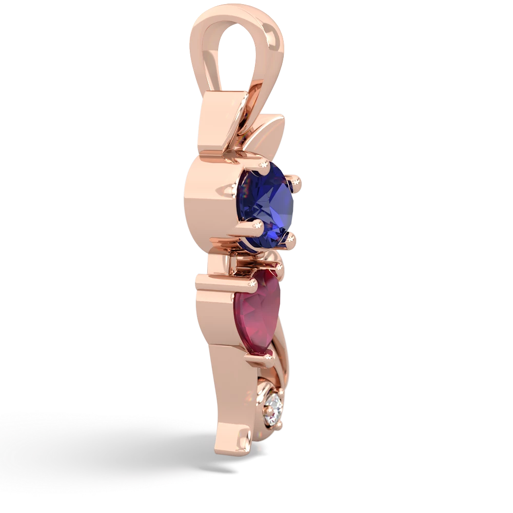 Lab Sapphire Kitten 14K Rose Gold pendant P5780