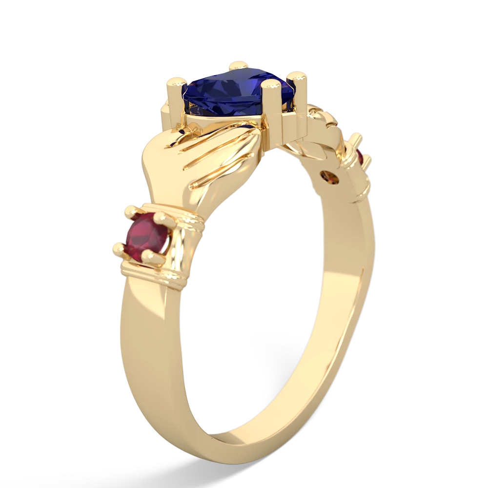 Lab Sapphire Claddagh Keepsake 14K Yellow Gold ring R5245