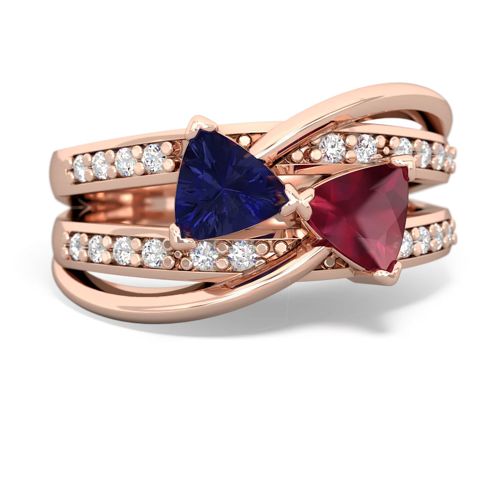 Lab Sapphire Bowtie 14K Rose Gold ring R2360