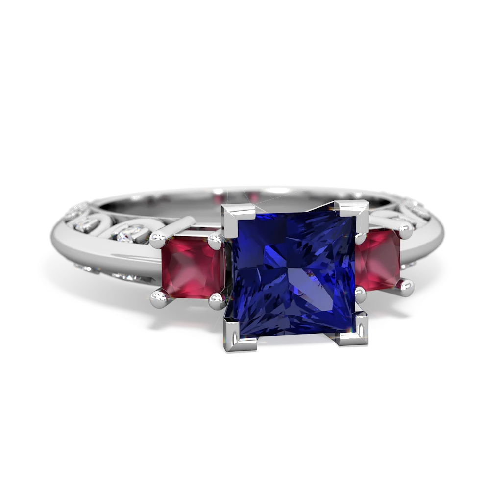 Lab Sapphire Eternal Embrace Engagement 14K White Gold ring C2001