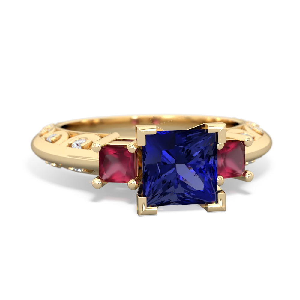 Lab Sapphire Eternal Embrace Engagement 14K Yellow Gold ring C2001