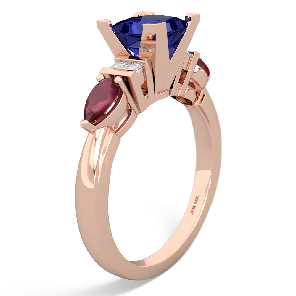 Lab Sapphire 6Mm Princess Eternal Embrace Engagement 14K Rose Gold ring C2002