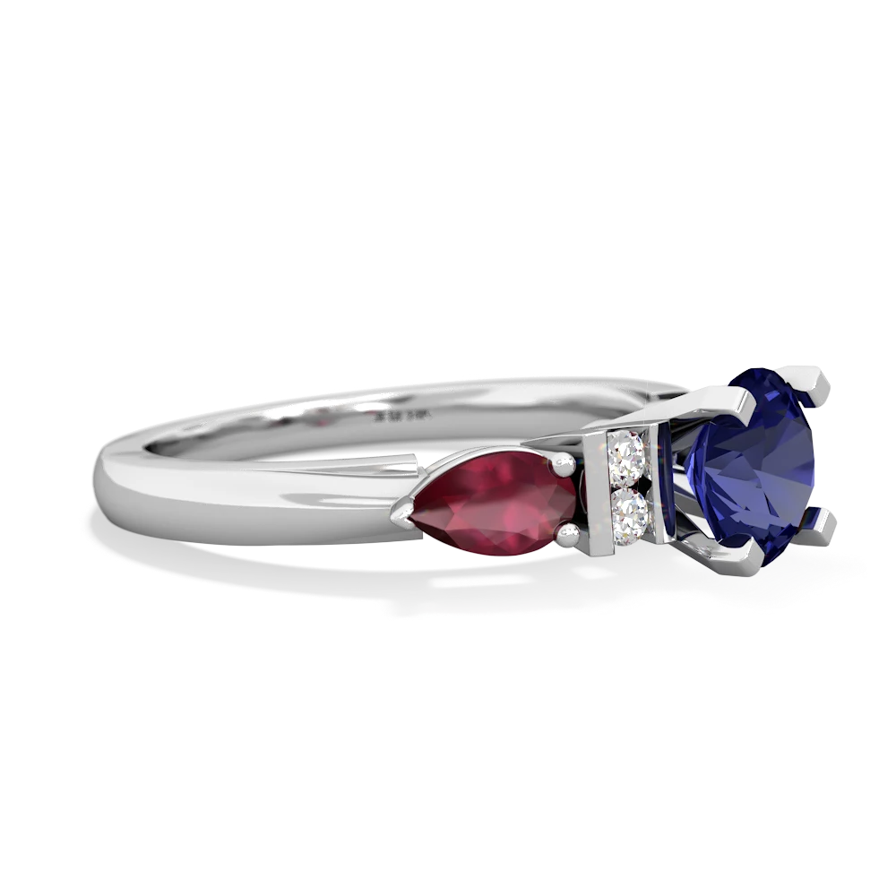 Lab Sapphire 6Mm Round Eternal Embrace Engagement 14K White Gold ring R2005