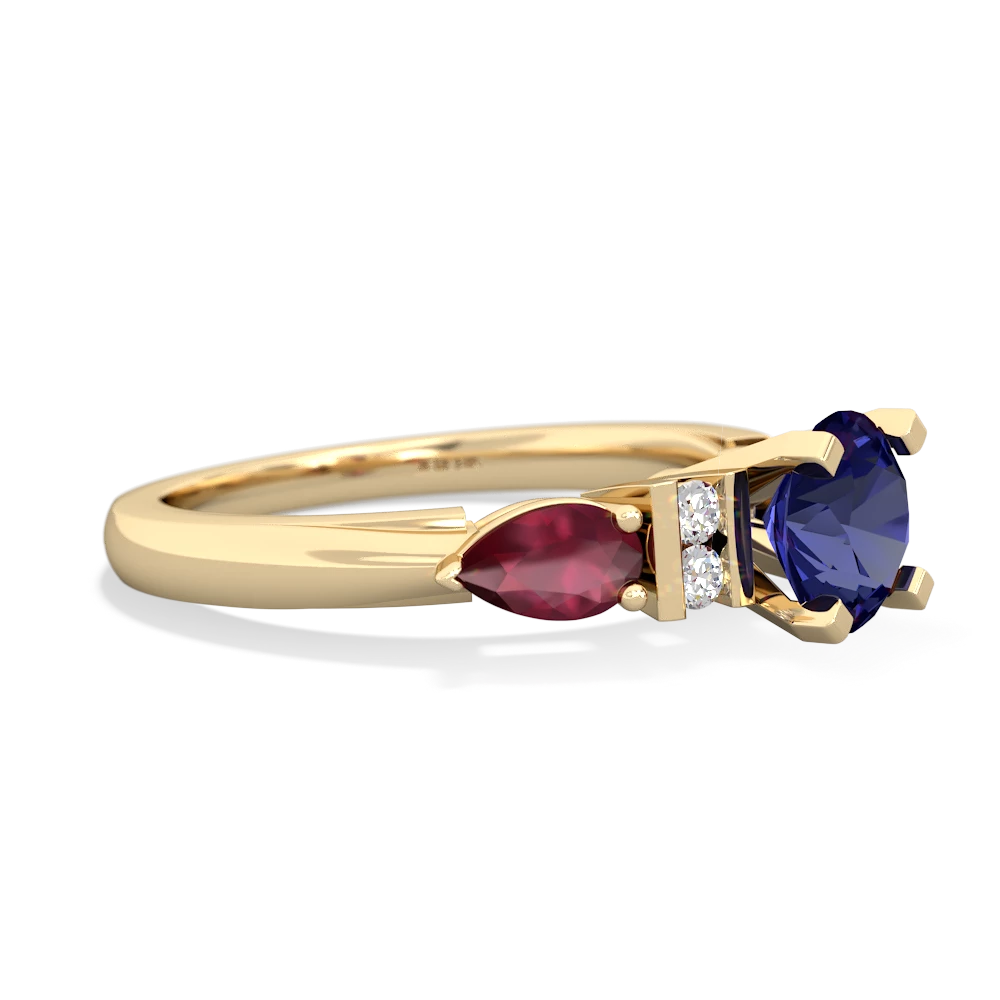 Lab Sapphire 6Mm Round Eternal Embrace Engagement 14K Yellow Gold ring R2005