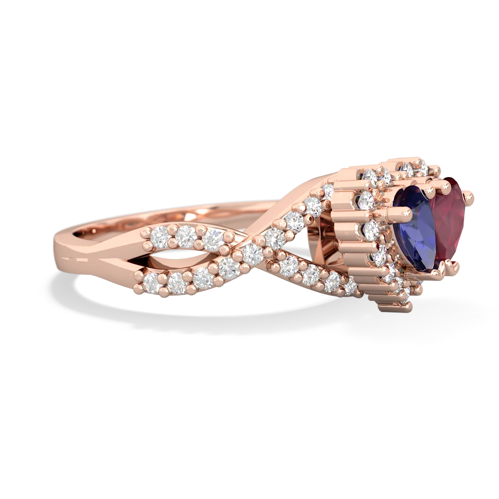 Lab Sapphire Diamond Twist 'One Heart' 14K Rose Gold ring R2640HRT