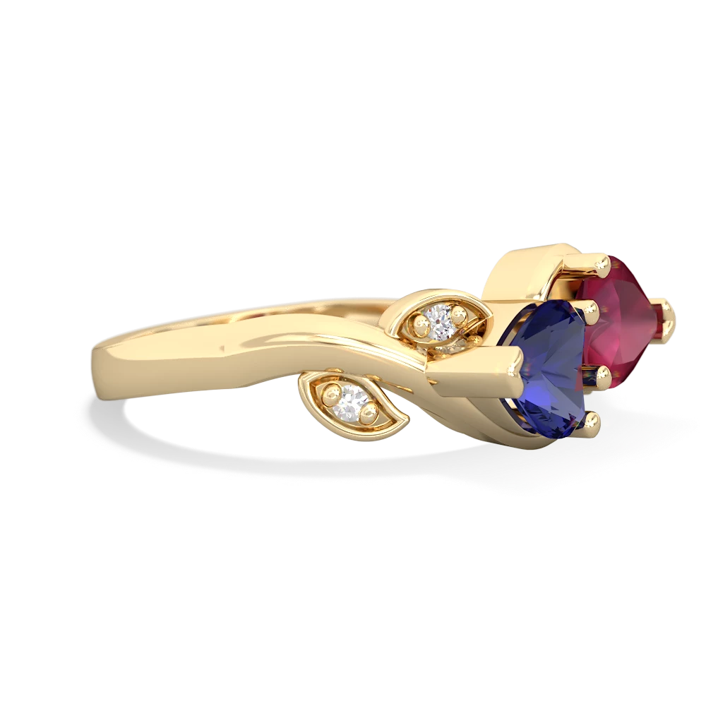 Lab Sapphire Floral Elegance 14K Yellow Gold ring R5790