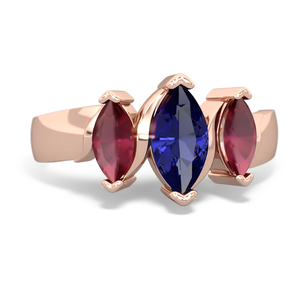 Lab Sapphire Three Peeks 14K Rose Gold ring R2433