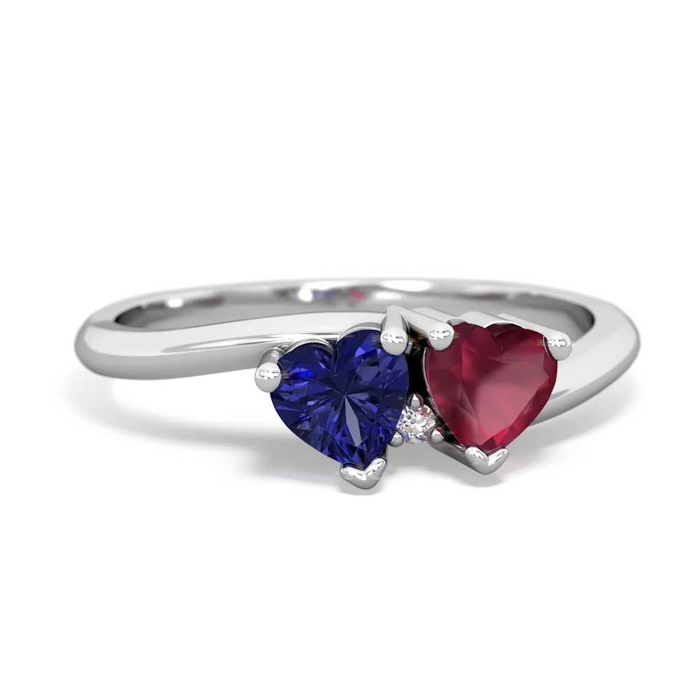 Lab Sapphire Sweethearts 14K White Gold ring R5260