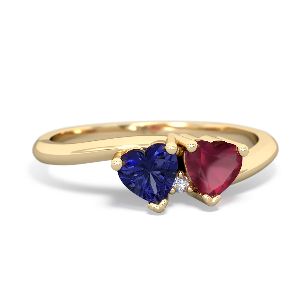 Lab Sapphire Sweethearts 14K Yellow Gold ring R5260