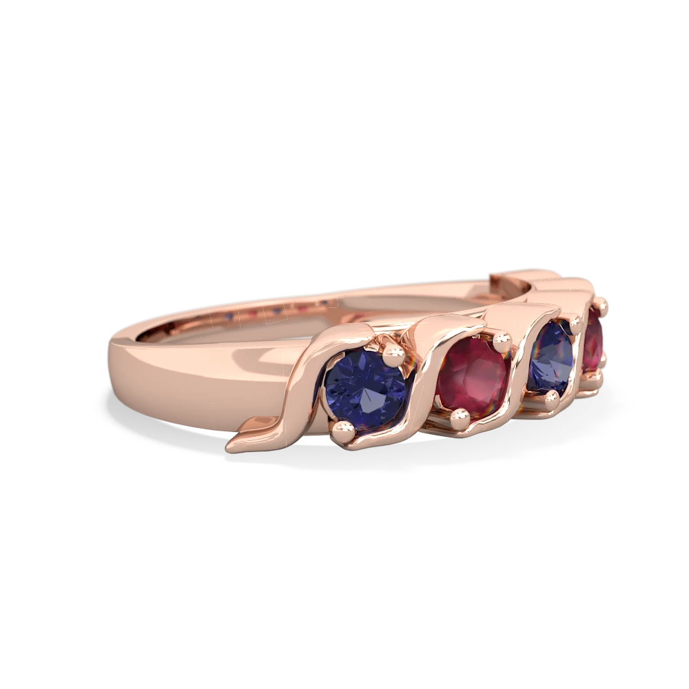 Lab Sapphire Anniversary Band 14K Rose Gold ring R2089