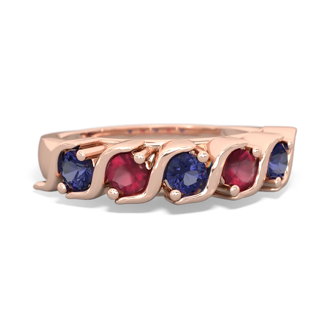 Lab Sapphire Anniversary Band 14K Rose Gold ring R2089