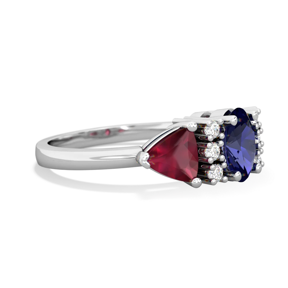 Lab Sapphire Antique Style Three Stone 14K White Gold ring R2186